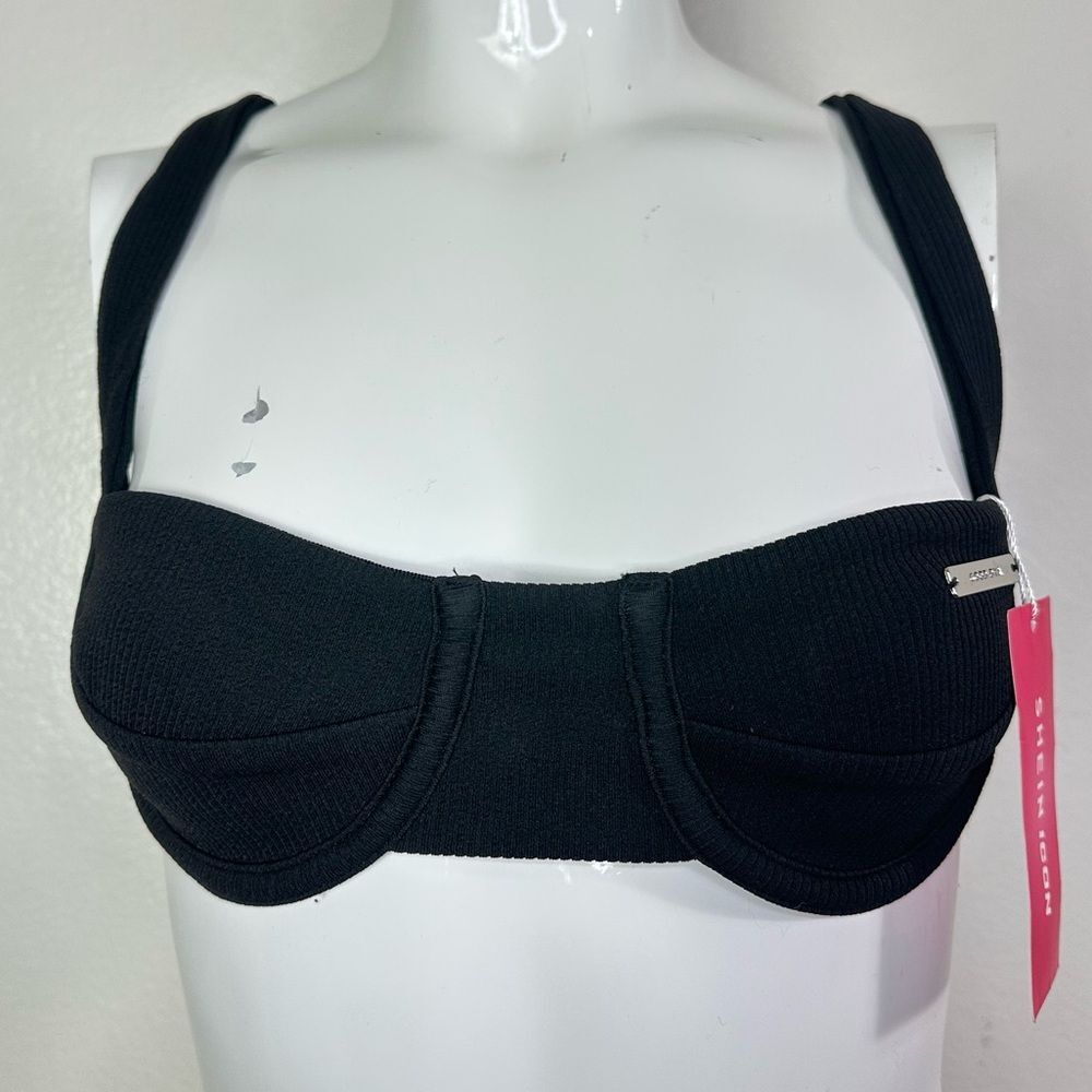 NWT SHEIN Black Bikini Top Swimwear Sz XS